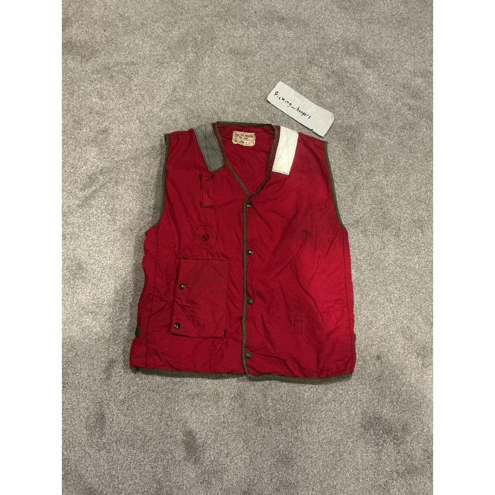 VTG MILITARY US Navy MARK 1 Life Preserver Canvas Vest Flight Deck Stencil Sz M